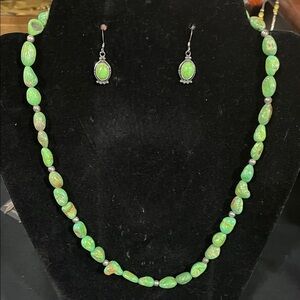 Green Beaded Necklace and Earring Set